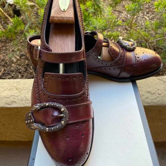 GUCCI QUEERCORE Buckle-Closure Medallion Wingtip Brogues 449946 G9.5=US10 - Picture 3 of 17